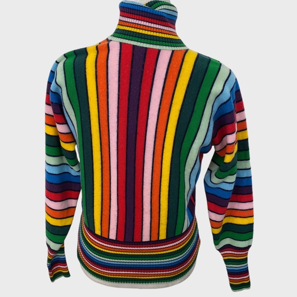 Vintage Multicolor Rainbow Stripe Turtleneck Sweater S/M - Picture 7 of 8